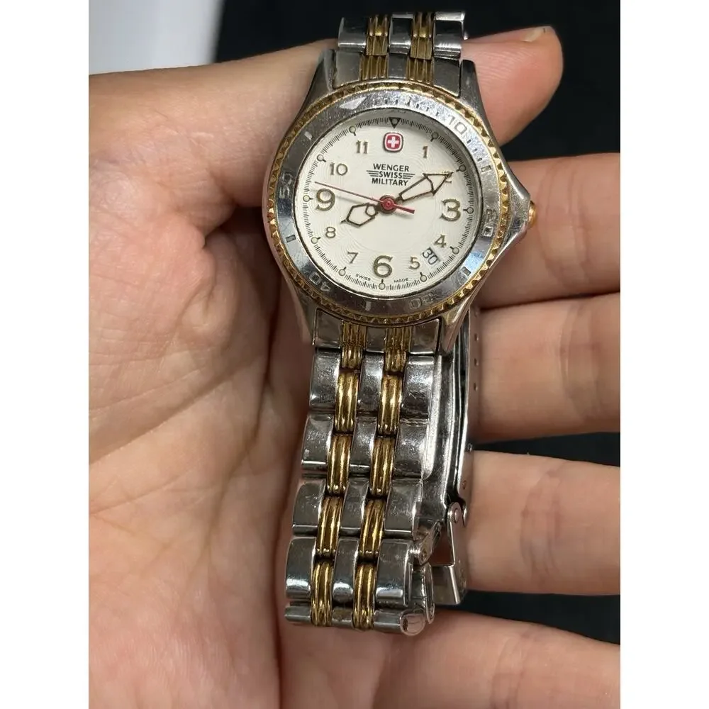 Wenger Swiss Military 79096 Women Silver Gold Tone Stainless Steel Watch 28mm